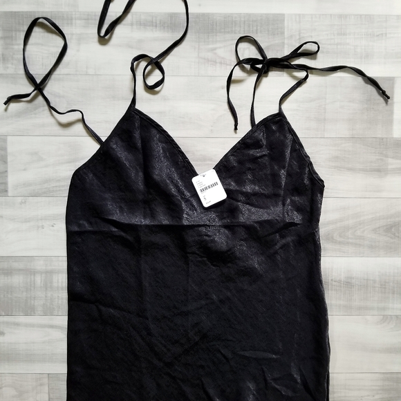 NWT Free People Tie Strap Slip Dress in Black - Picture 4 of 14